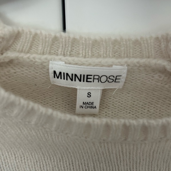Minnie Rose Cashmere 9gg Long Sleeve Shrunken Crew - Picture 2 of 5